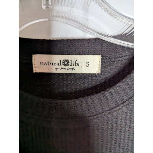 NATURAL LIFE Long Sleeve Waffle Thermal Tiered Floral Knit Top Sz S Boho Cottage - Picture 6 of 8